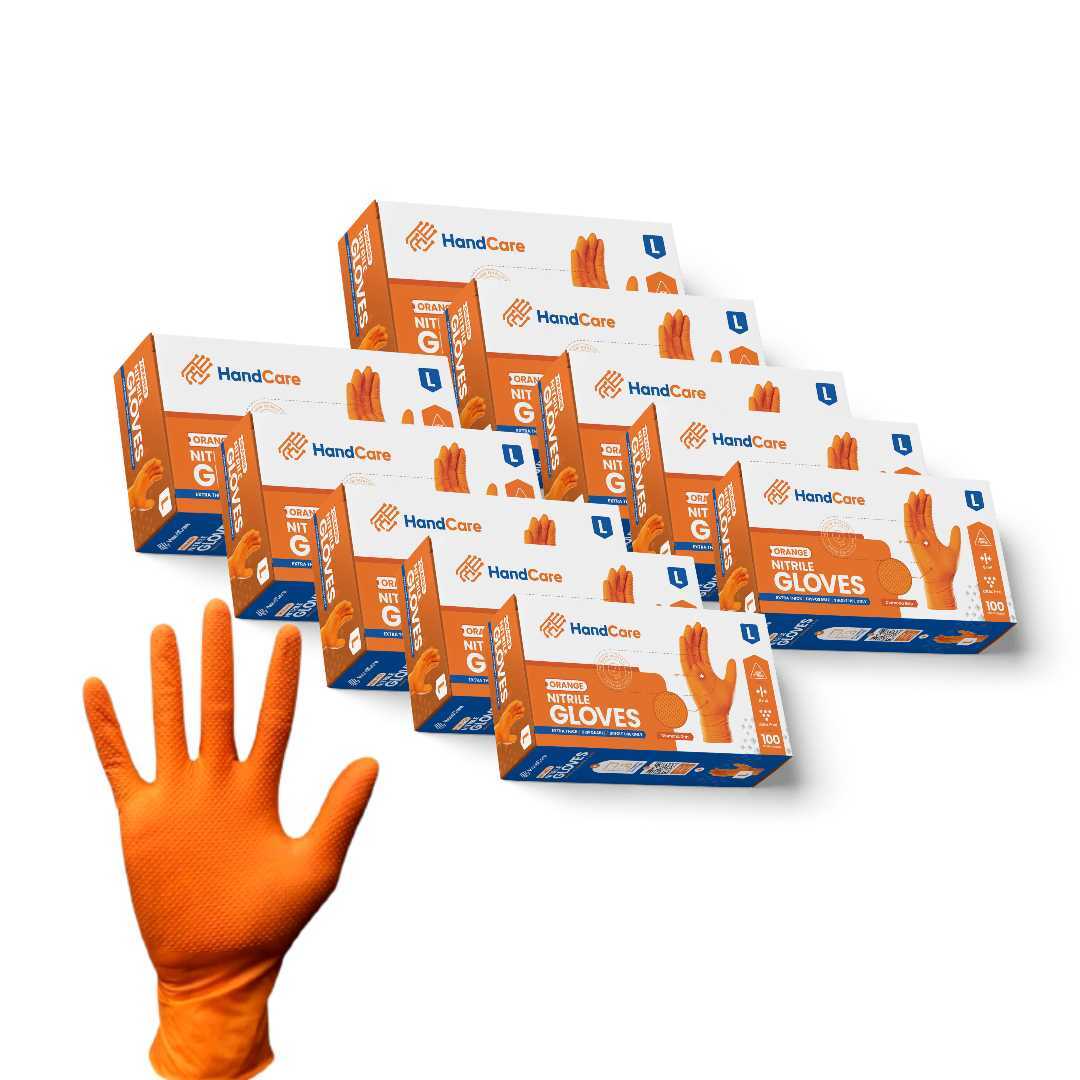 Orange Nitrile Gloves - Powder Free (8 Mil)