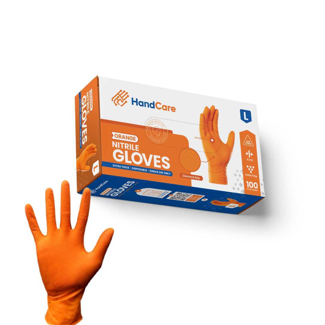 Orange Nitrile Gloves - Powder Free (8 Mil)